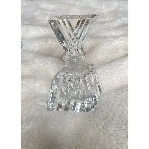 Set of 2 Crystal Lead Cut Clear Glass Perfume Bottles with Stoppers Vanity Decor - Picture 13 of 16